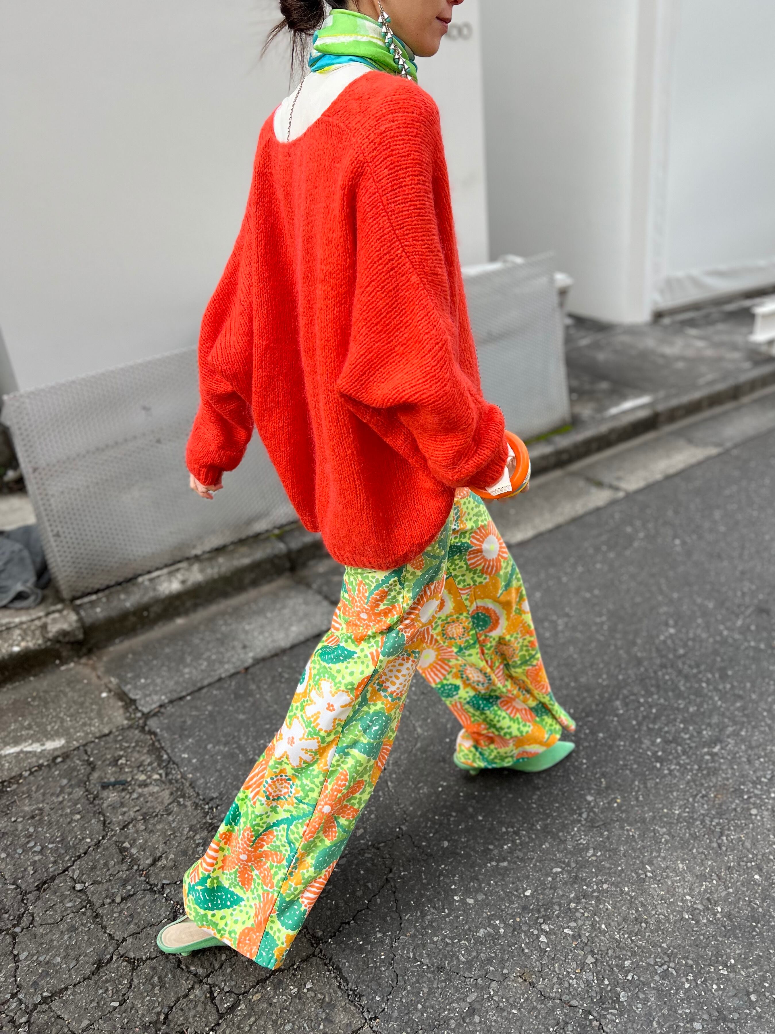60s-70s floral × bird pants ( ヴィンテージ 花柄 パンツ ) | Riyad