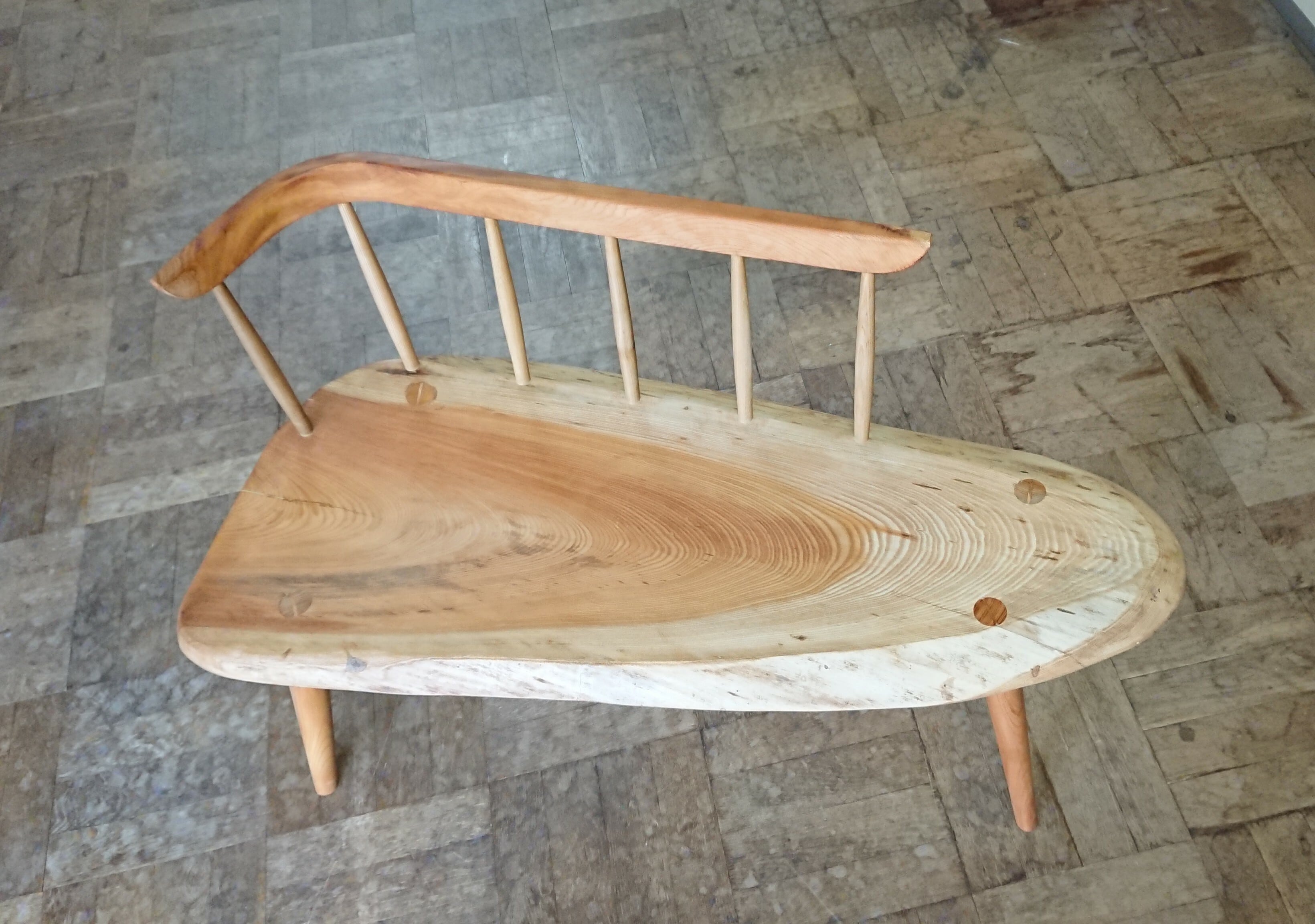 送料無料】一枚板ケヤキのベンチ オイルフィニッシュ【一点もの