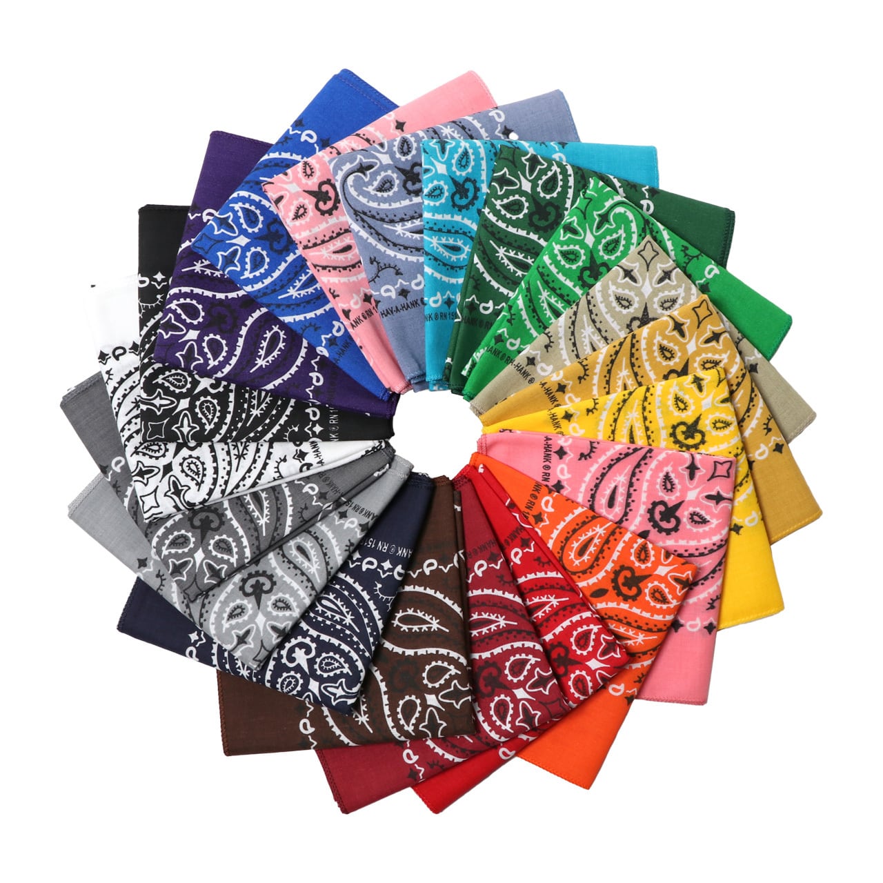 HAV-A-HANK ハバハンク ペイズリー バンダナ 全21色 大判 54cm × 54cm