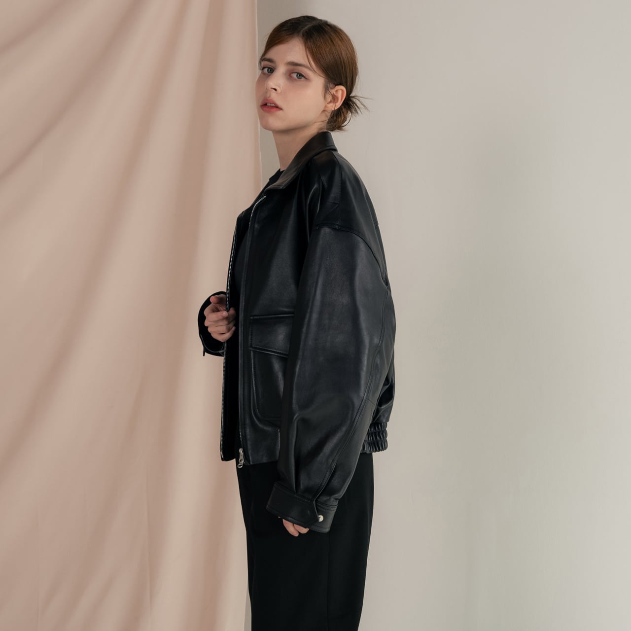 イタリア産ナッパラムレザー A2ボンバージャケット（レディース