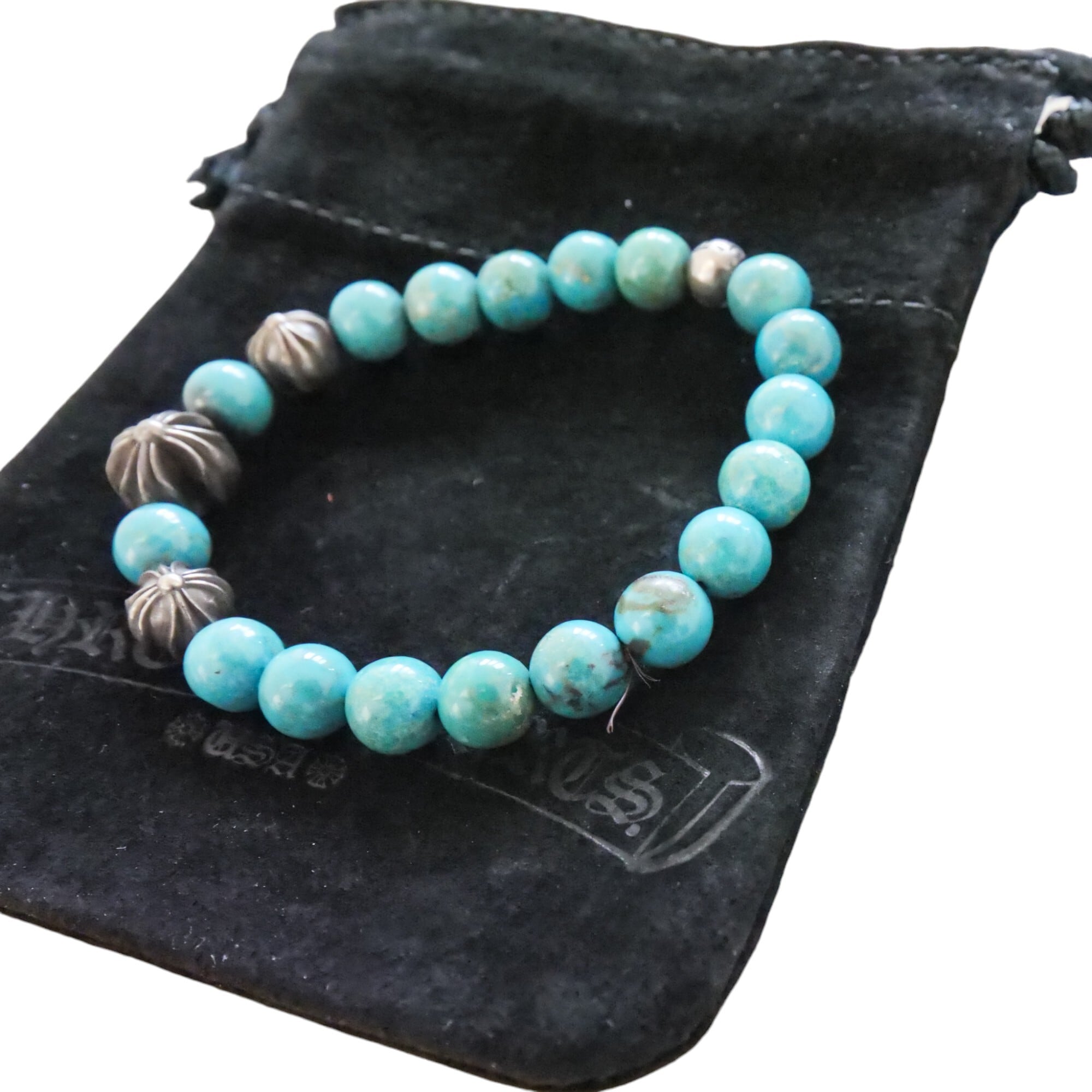 CHROME HEARTS クロムハーツ ターコイズ ビーズブレスレット 8mm 正規