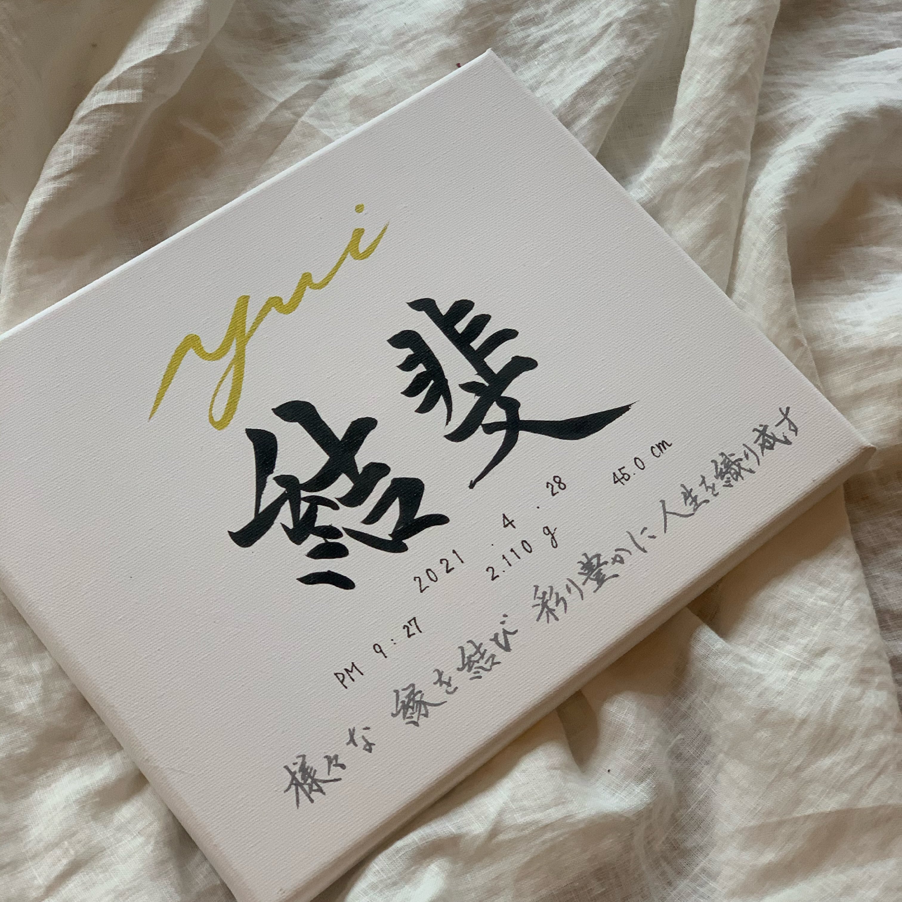 書道家が書く由来入り命名書「この名を君に」キャンバス送料無料 書っ