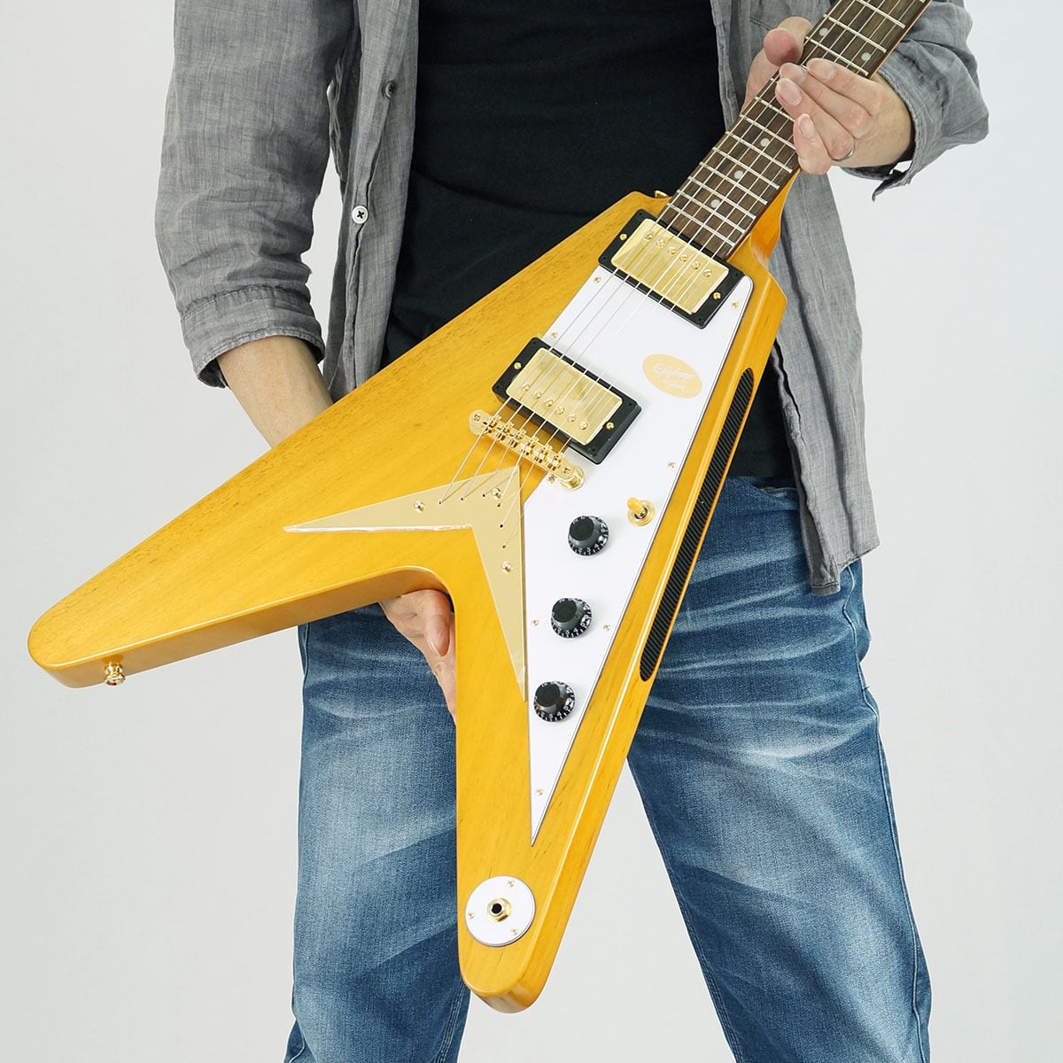 Epiphone Inspired by Gibson Custom Shop 1958 Korina Flying V (Aged