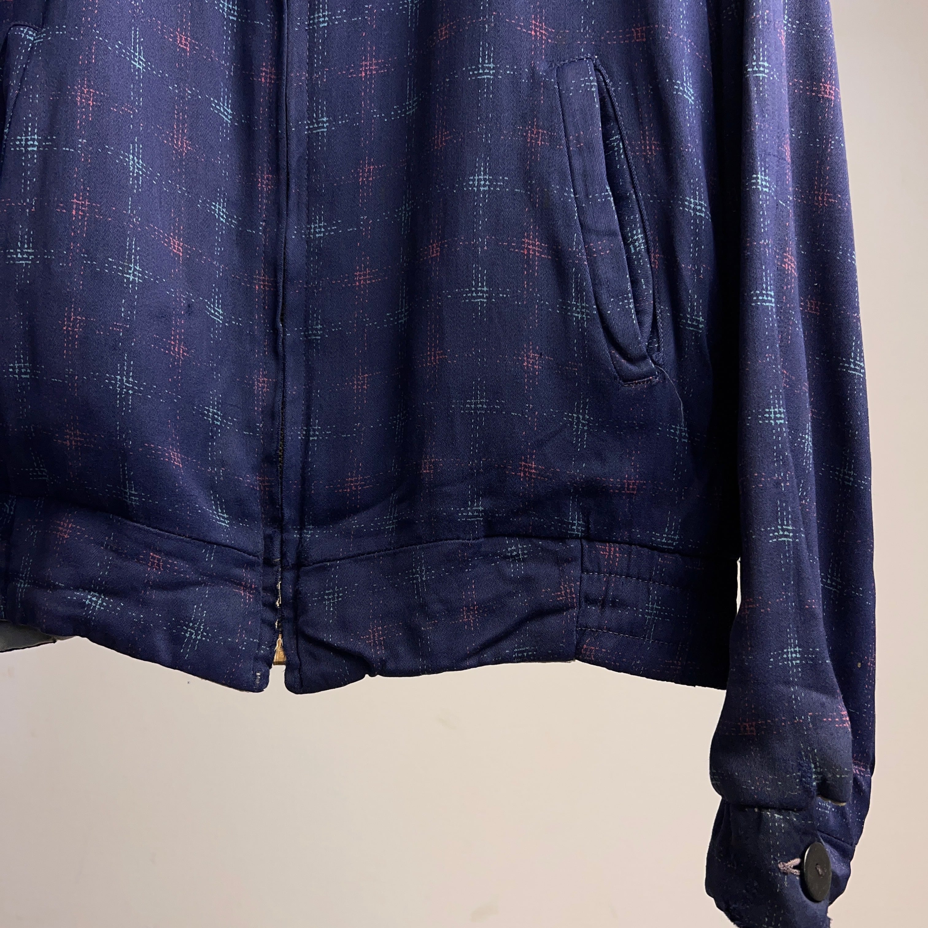 Special! 1950's KASURI PATTERNED RAYON GABARDINE JACKET 50年代 絣