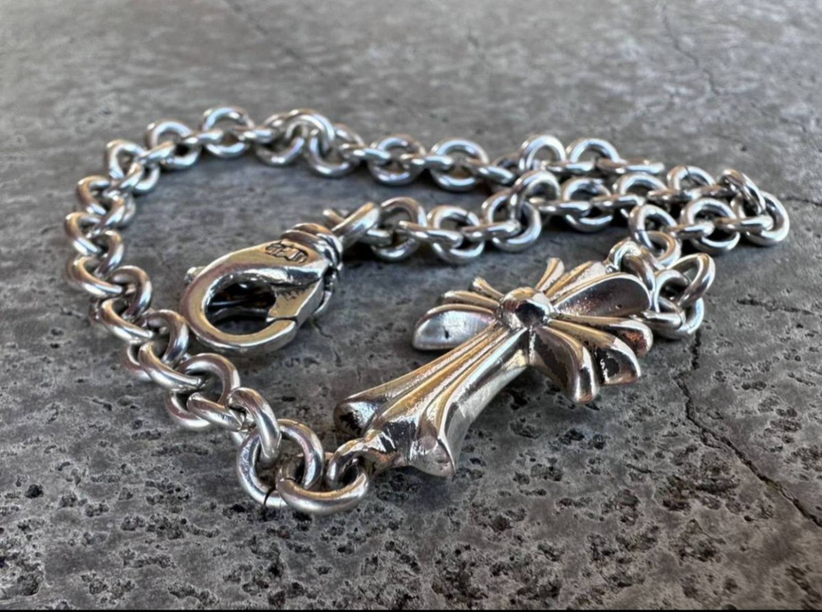 22k タイニークロスチェーン ダイヤ ブレスレット ホワイト CHROME