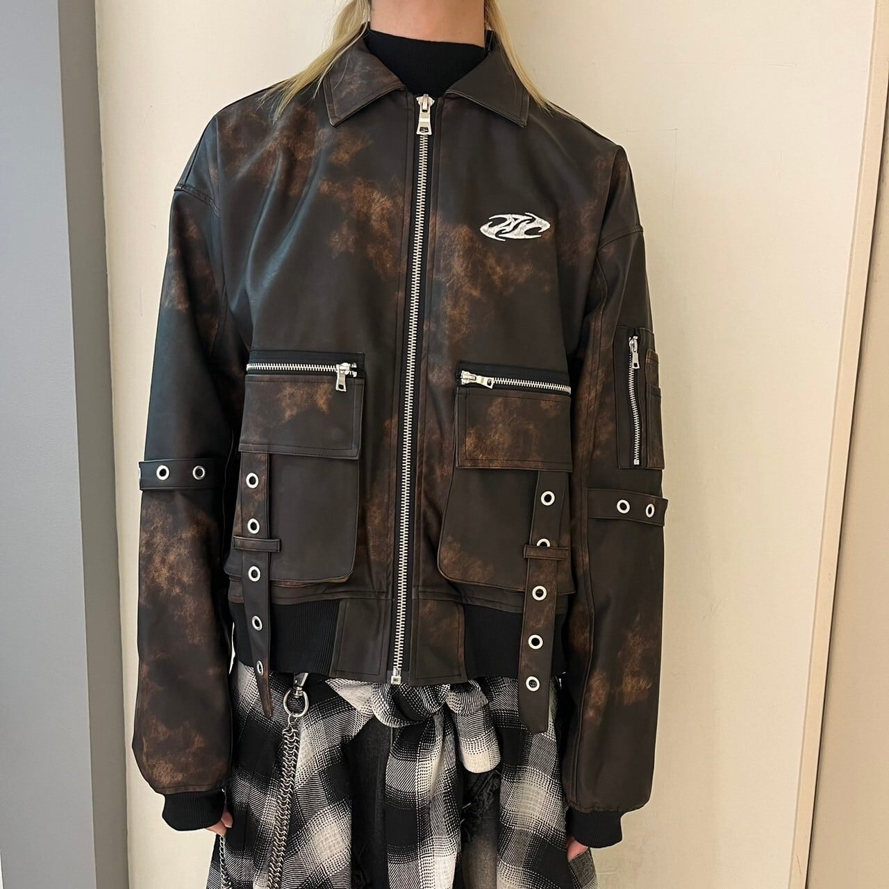 BARCON PUレザーブルゾン グランジ Y2K | 韓国系ユニセックスTHICC