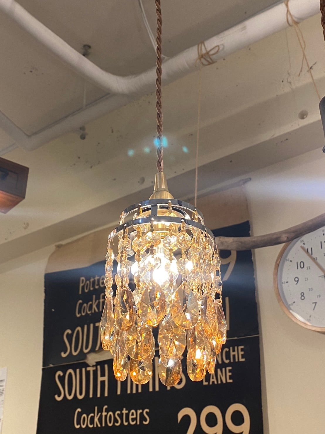 60'sクリスタルシャンデリアシェード ヴィンテージアンバー