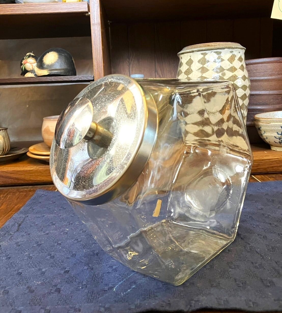 六角形のガラス瓶・猫瓶｜お菓子入れ・駄菓子入れ 昭和レトロ