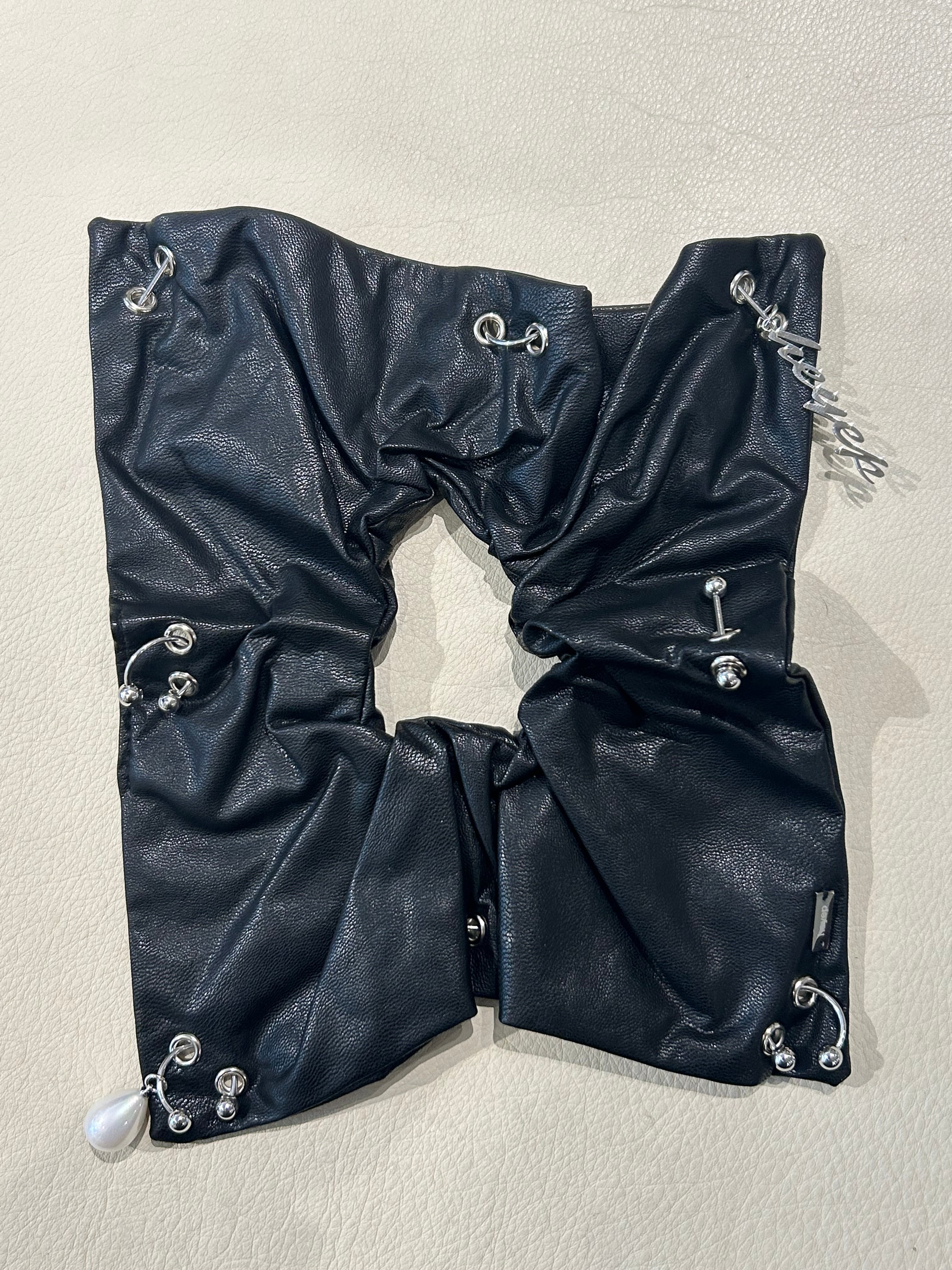 HEYEP Faux Leather Piercing Detail Scrunchie | AAR