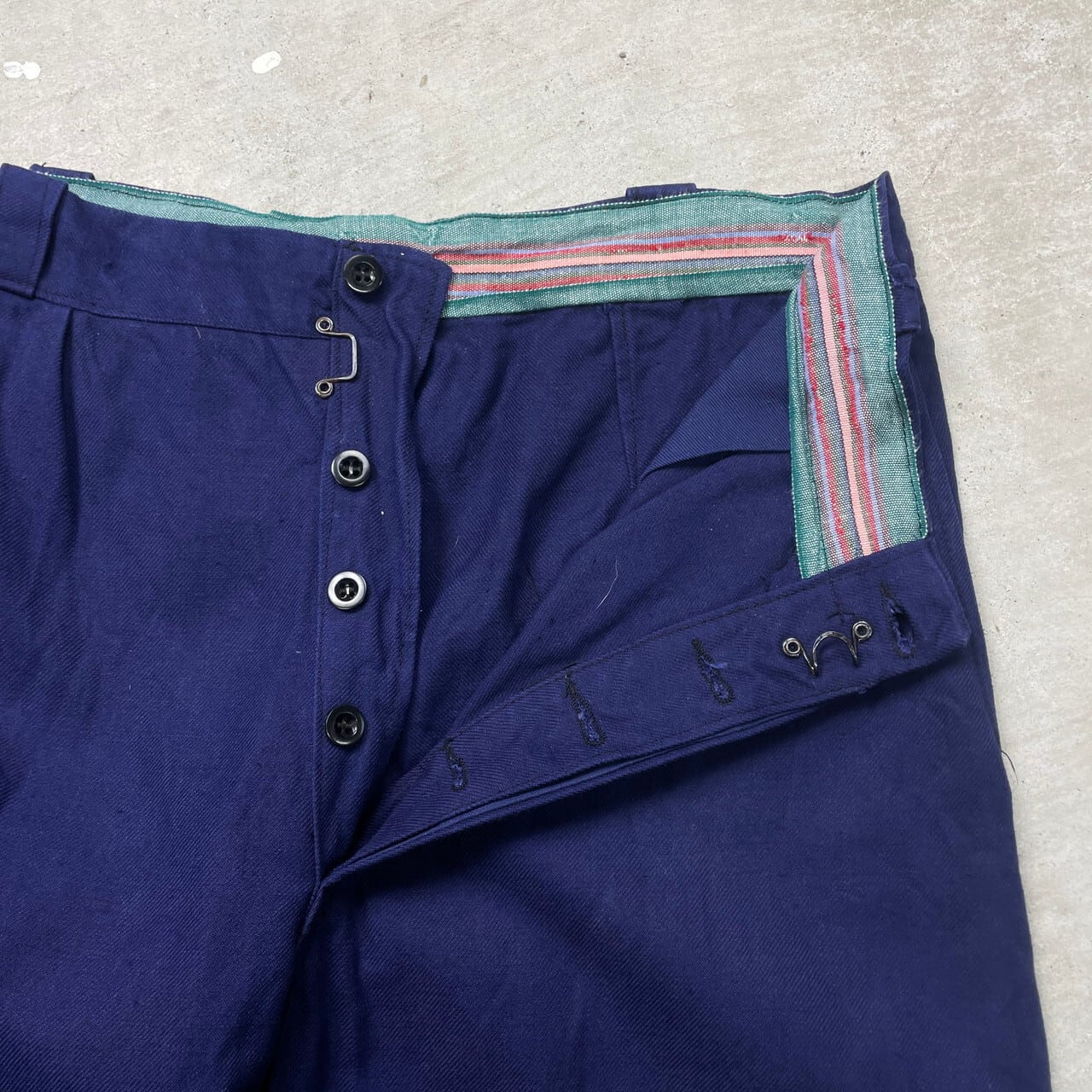 UNKNOWN フレンチワークパンツ コットンツイル フロントホック 股下