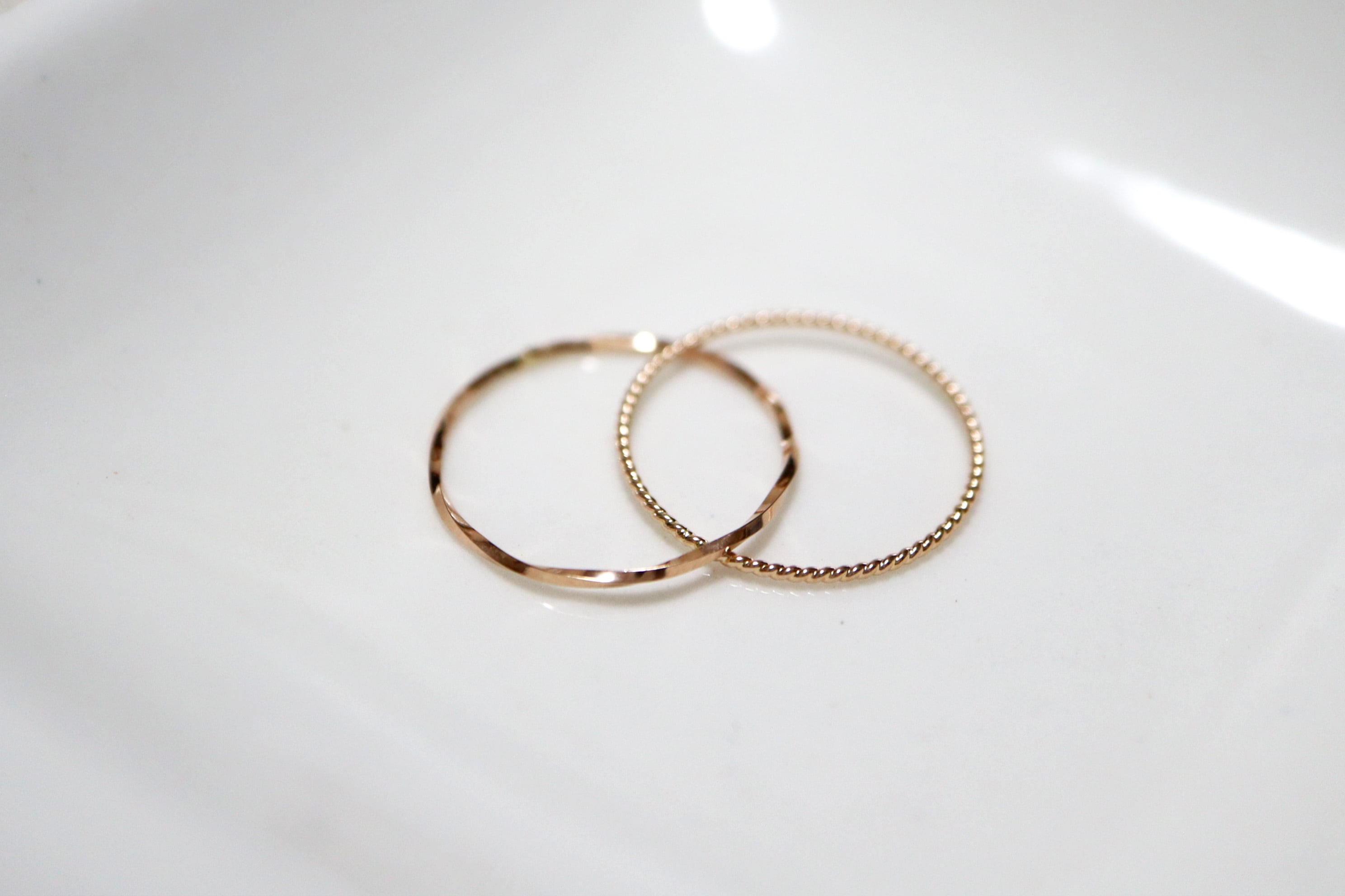 7号、9号、11号：K10 ピンクーゴールド 極細 2連リング | Sally.Tokyo