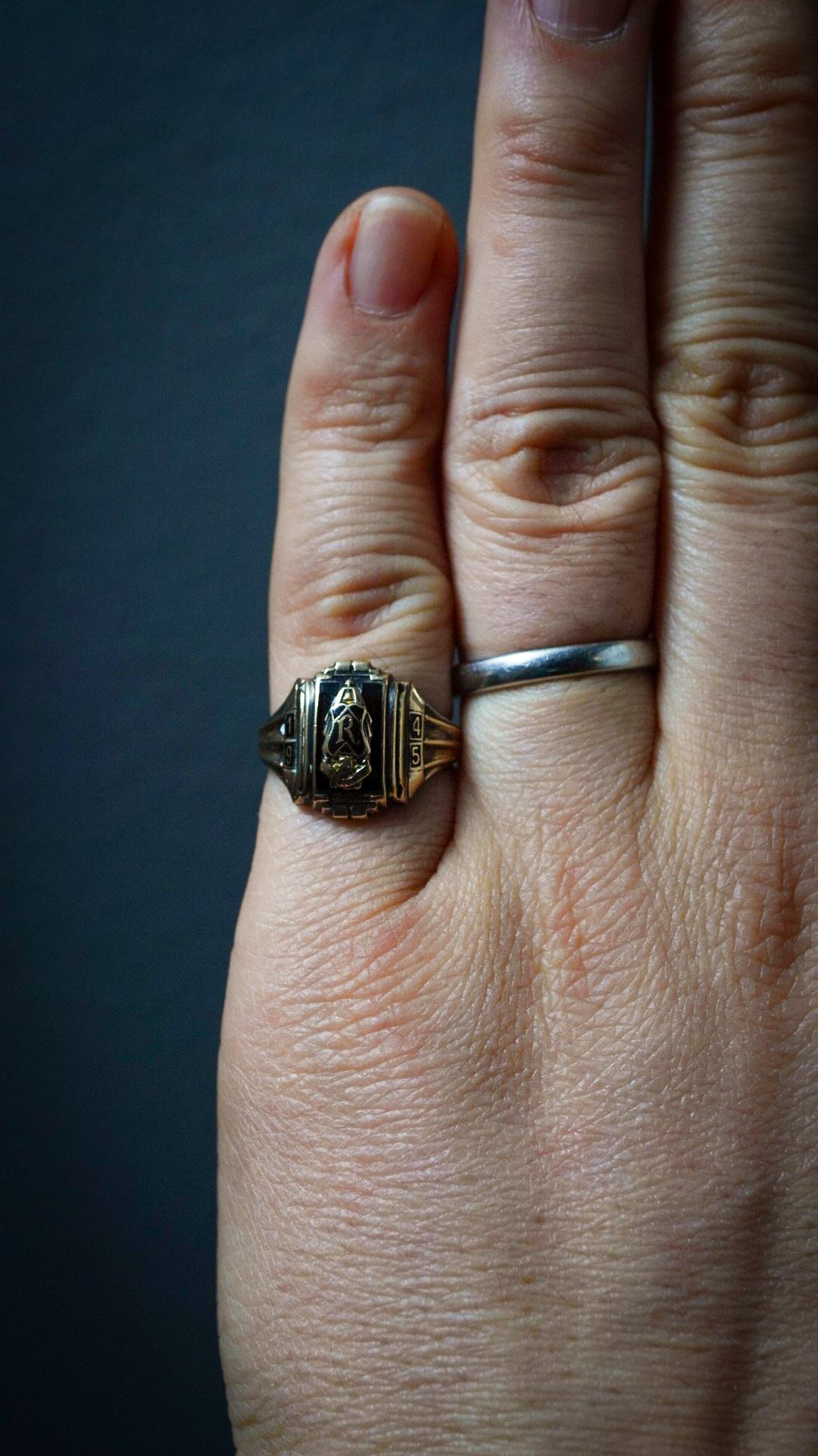 1945】U.S. VINTAGE JOSTENS ジャスティン クラス リング 《シルバー