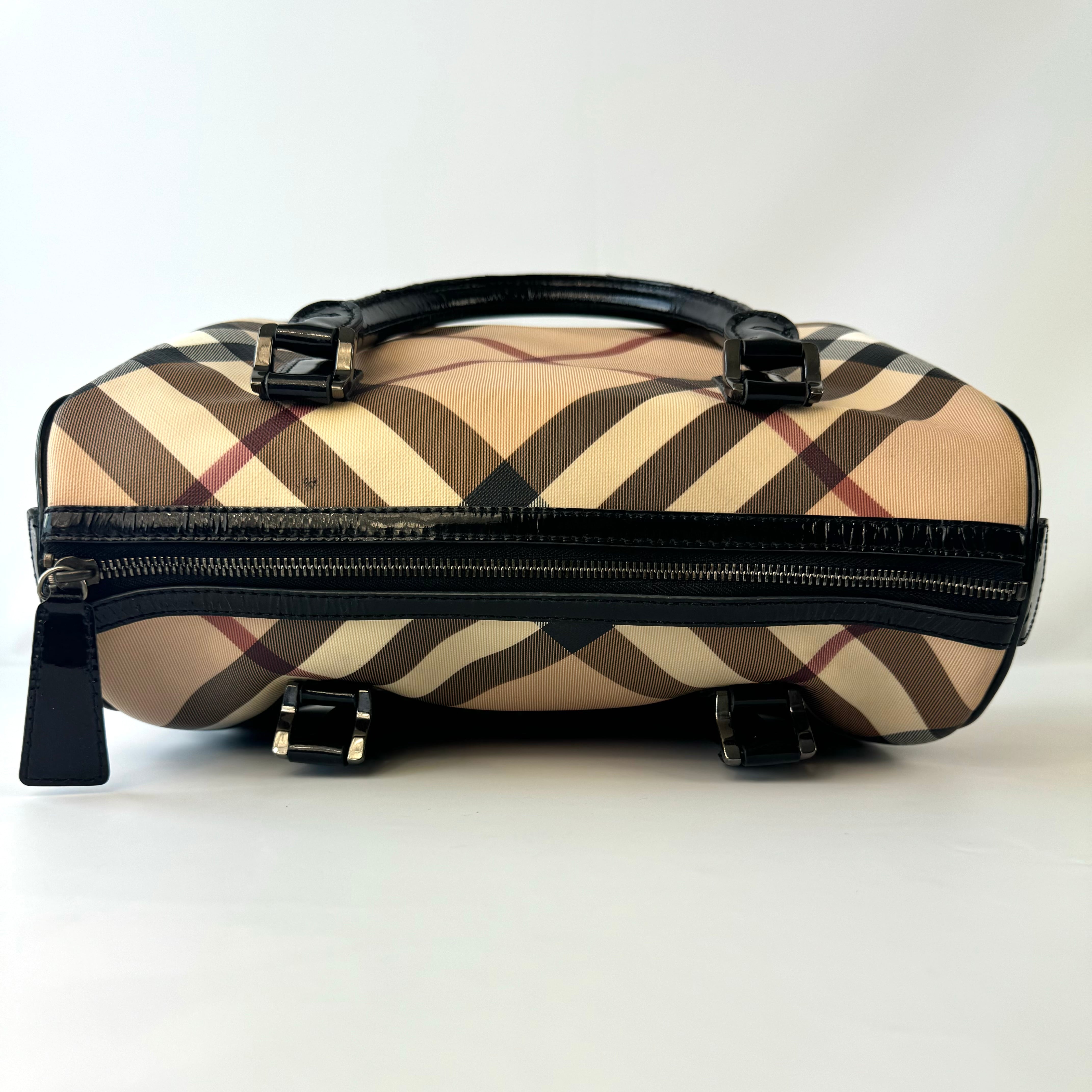 バーバリー ミニボストンバッグ ノバチェック メガチェック PVC×レザー