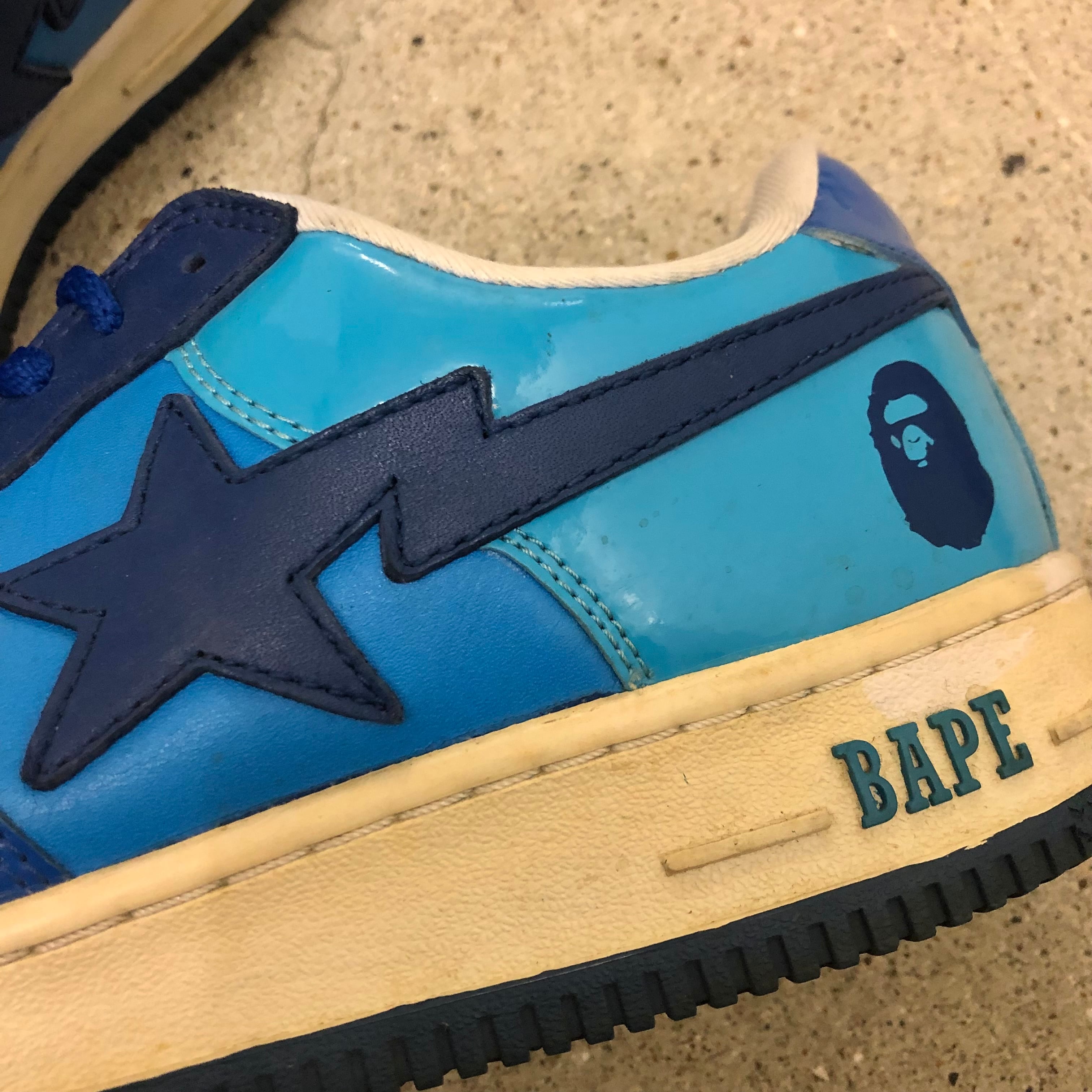 A BATHING APE/BAPESTA/26.5cm/ベイプスタ/ブルー/エナメル/レザー