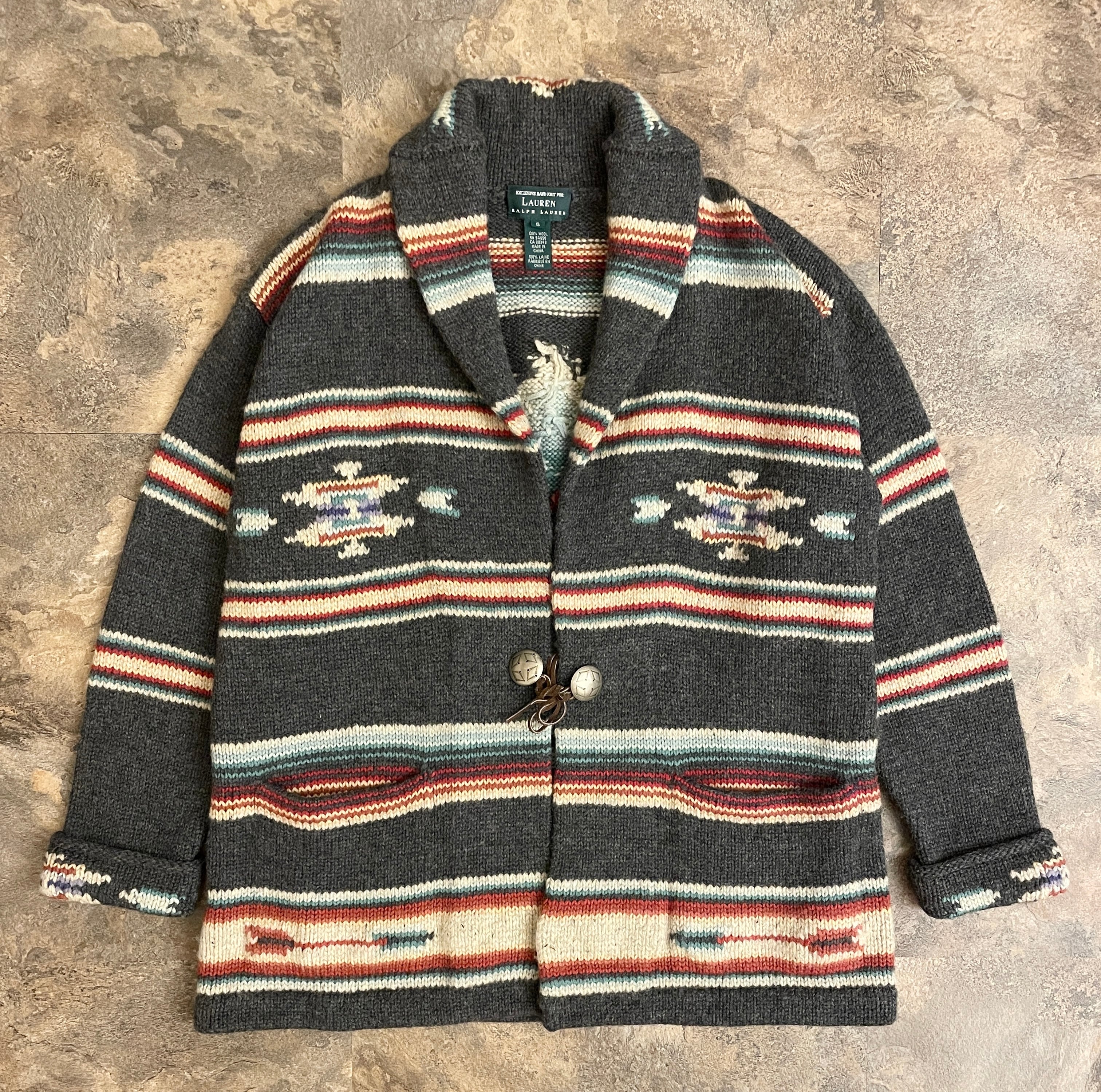 RALPH LAUREN ラルフローレン ネイティブ柄 ハンドニットカーディガン