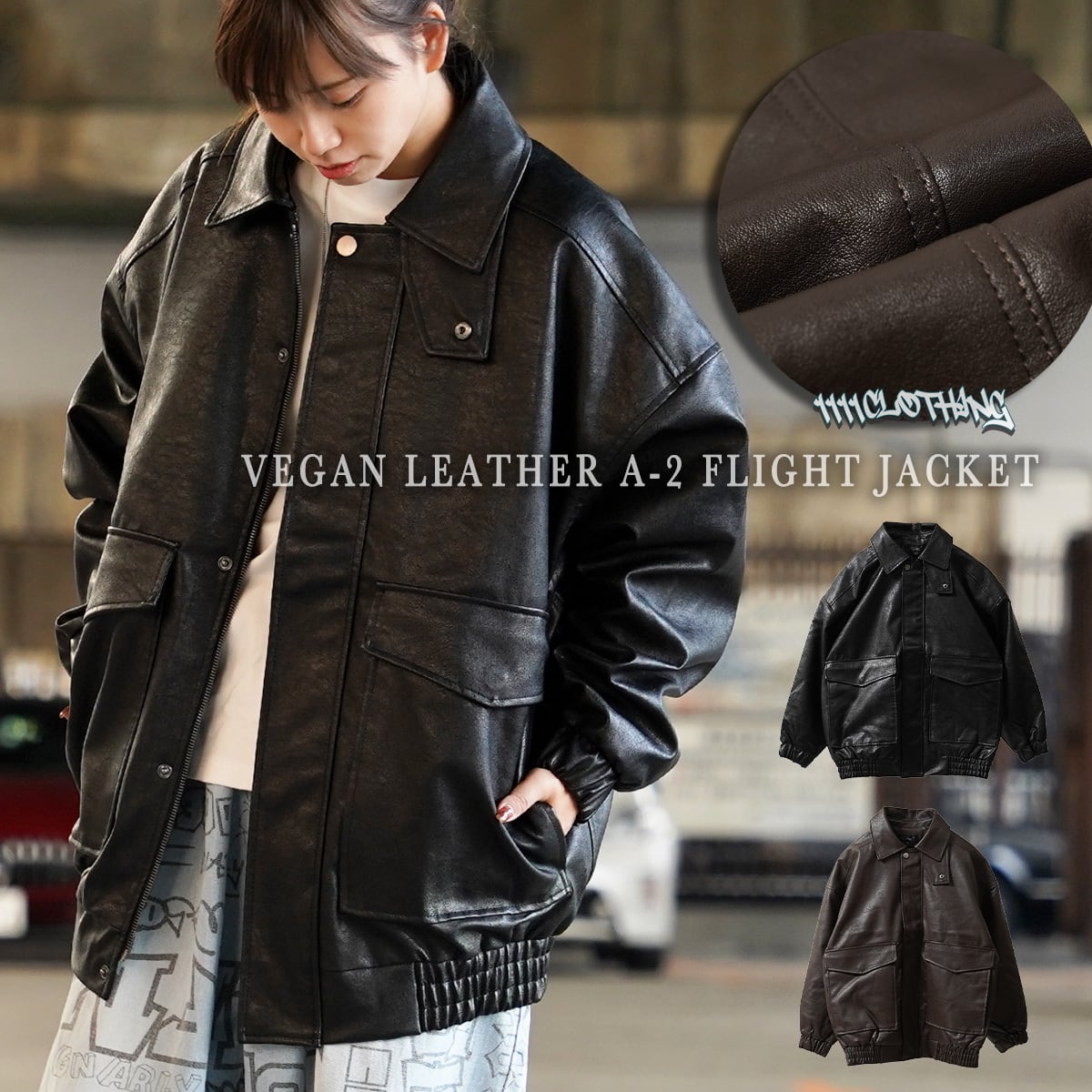 ◇ヴィーガンレザー A-2 フライトジャケット◇be-2583n333