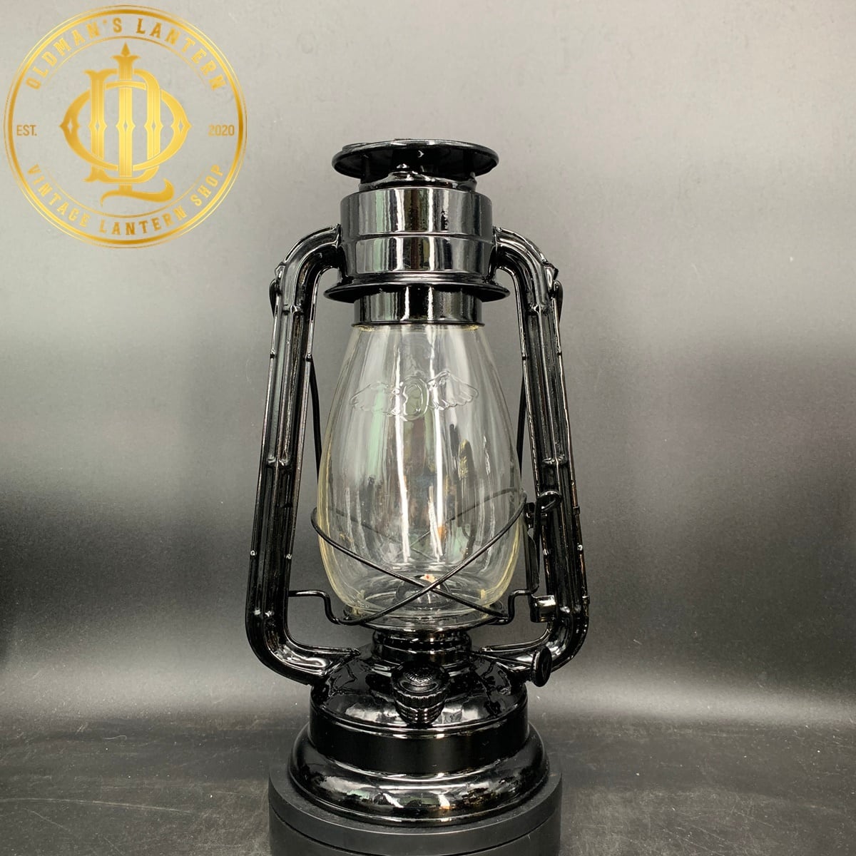 未使用品】別所ランプ winged wheel No 500 ブラック glassエンボス