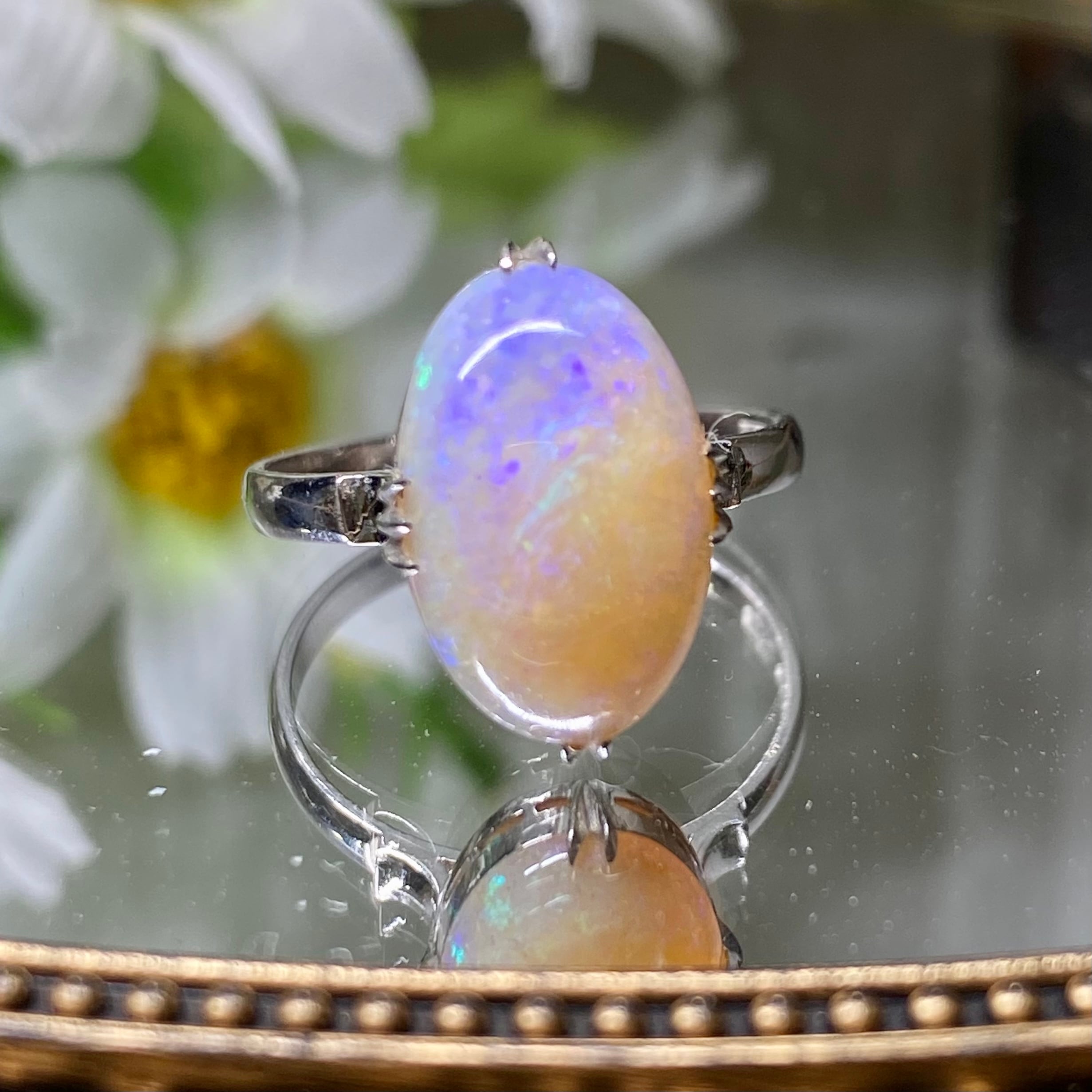 昭和の懐かしい指輪 Japanese Traditional ring k14WG オパール