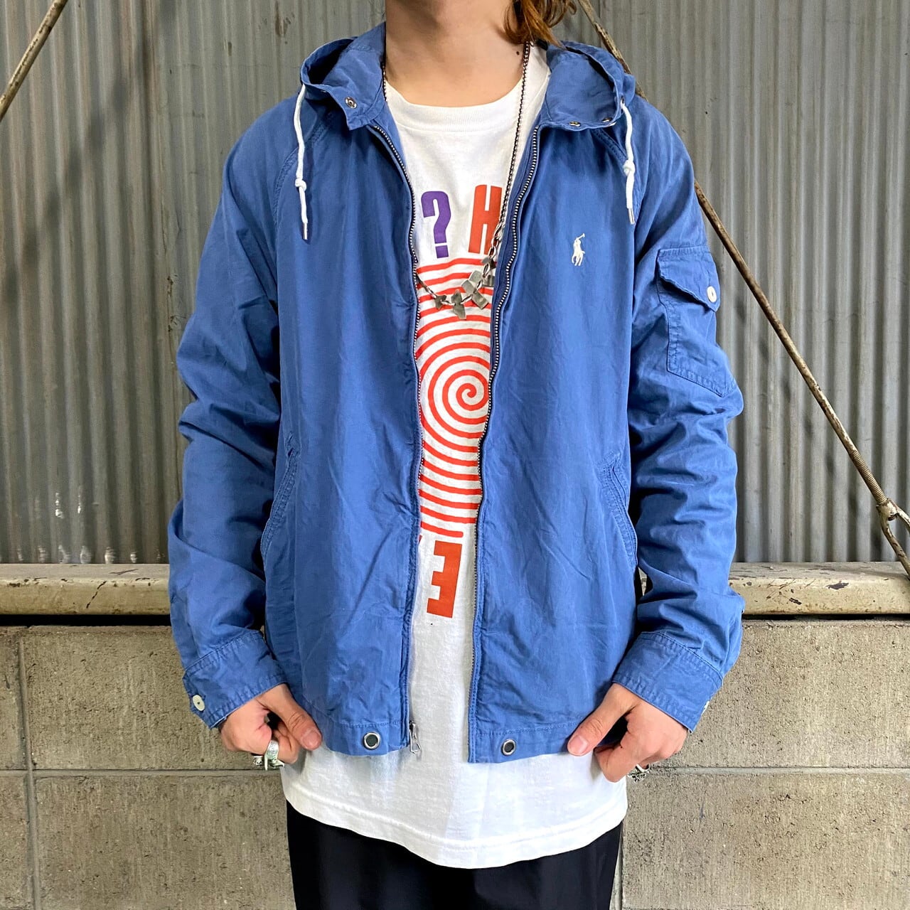 ポロラルフローレン フード付き スイングトップ メンズM 古着 Polo