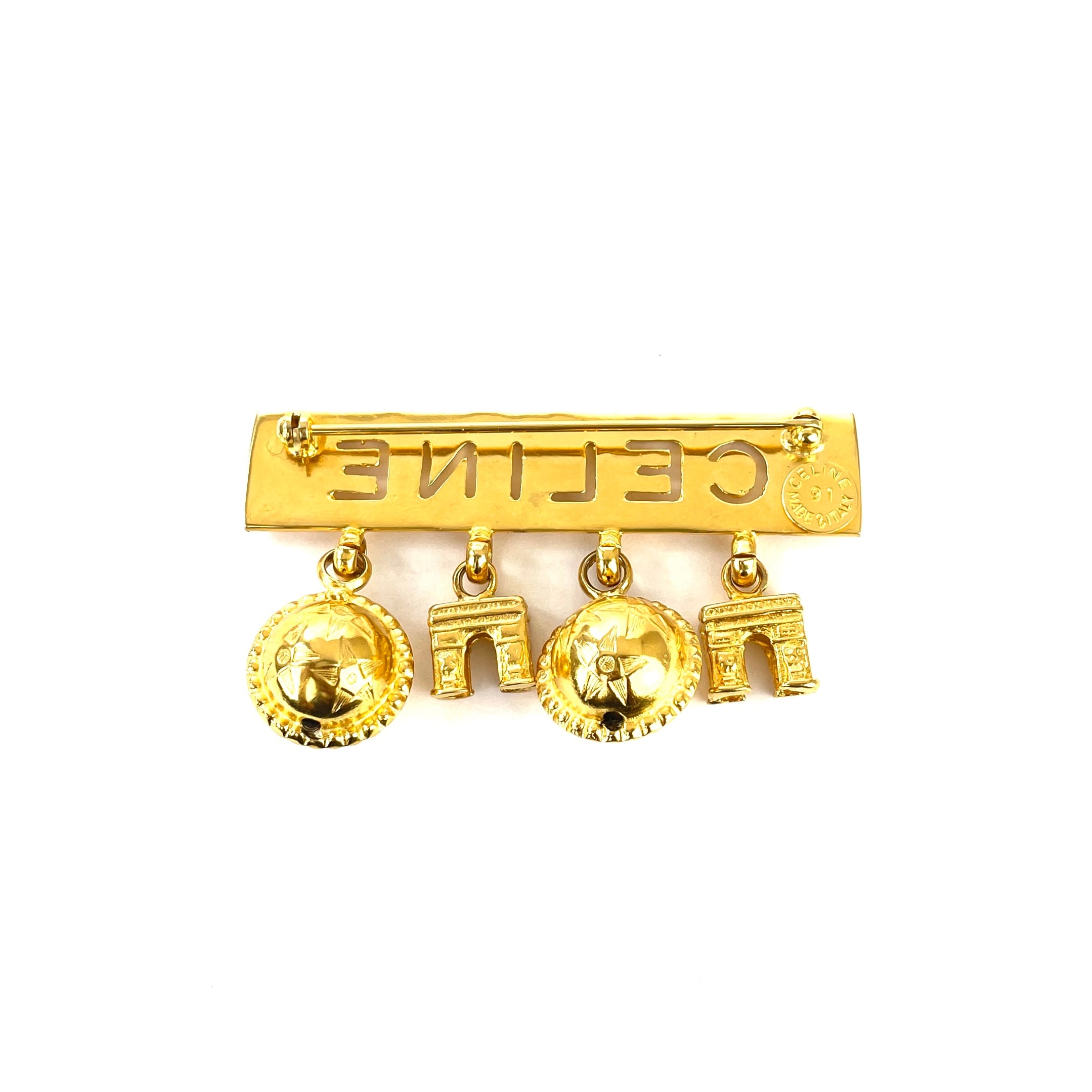 CELINE セリーヌ 凱旋門 スターボール ロゴ アンティーク ブローチ