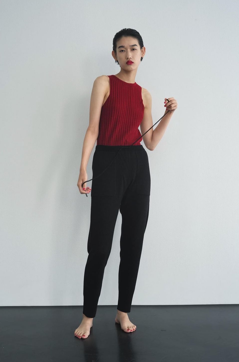 シンプルさん専用フリーマンb カシミヤ100% リブ編みレギンス シンプル