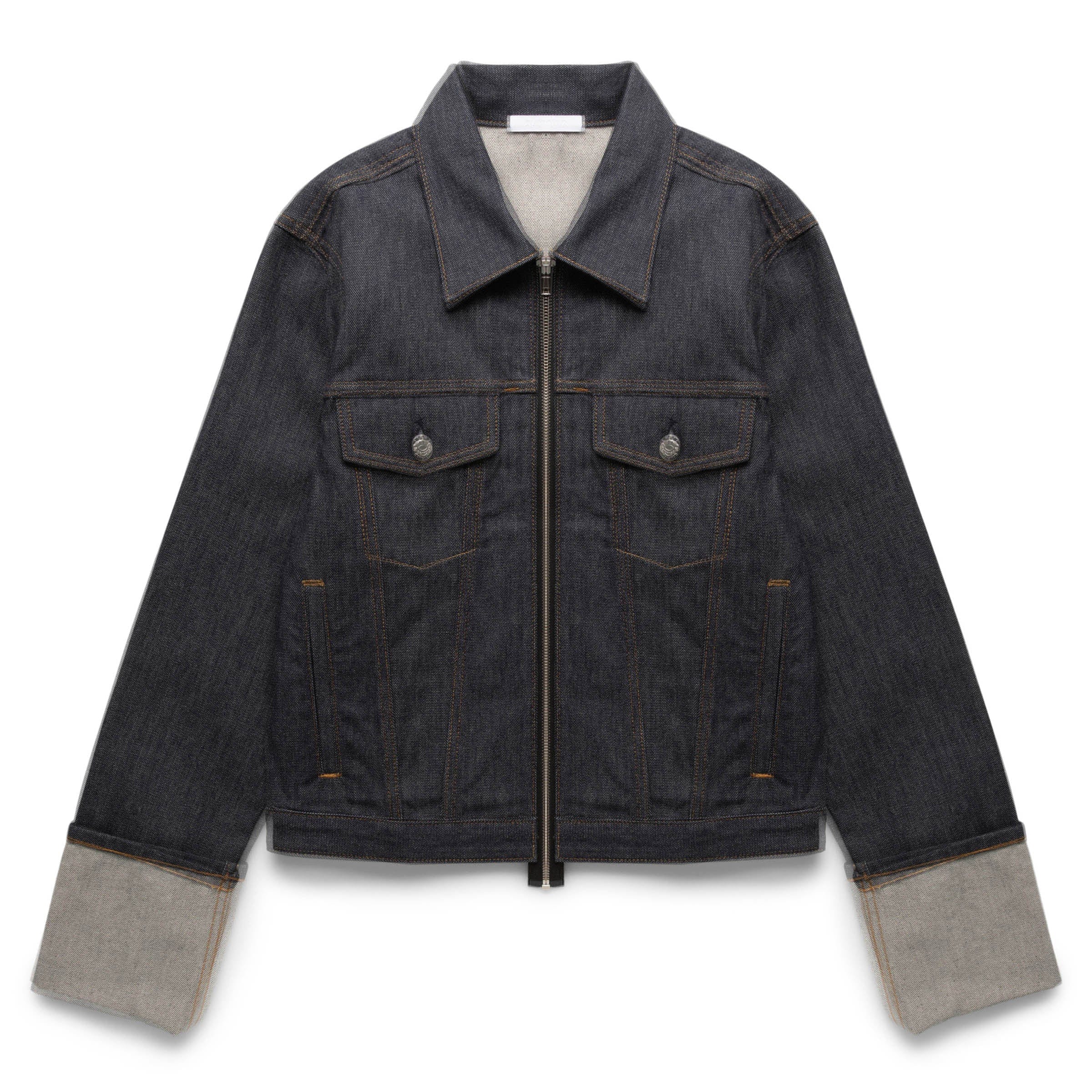 CUFFED DENIM TRUCKER JACKET RAW INDIGO | Bodega
