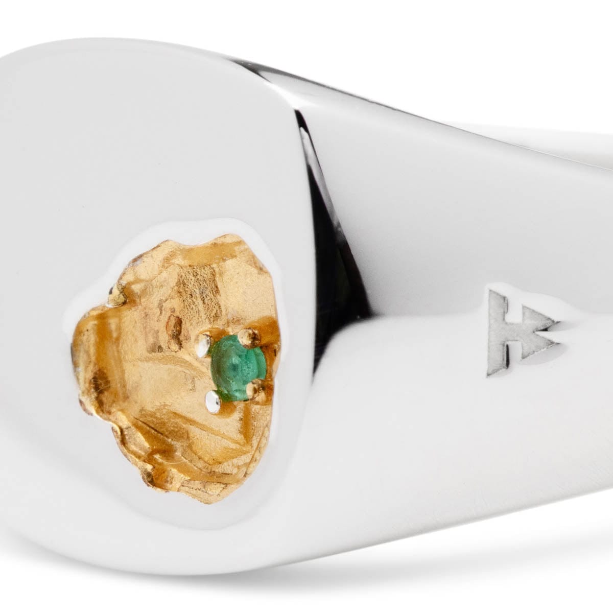 MINED RING SMALL EMERALD 925 STERLING SILVER/14K GOLD | Bodega