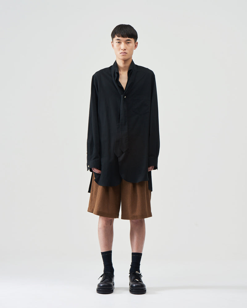 Cotton-Silk Bow Collar Shirts – Black｜BED j.w. FORD Official Website