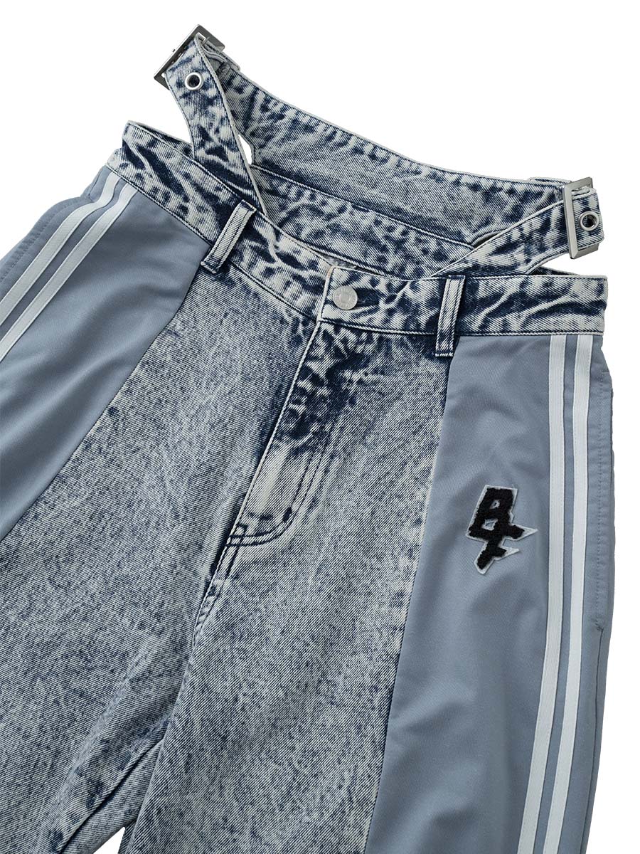 BEFTEY / 切り替えジャージーデニムパンツ（ブルーブルー）