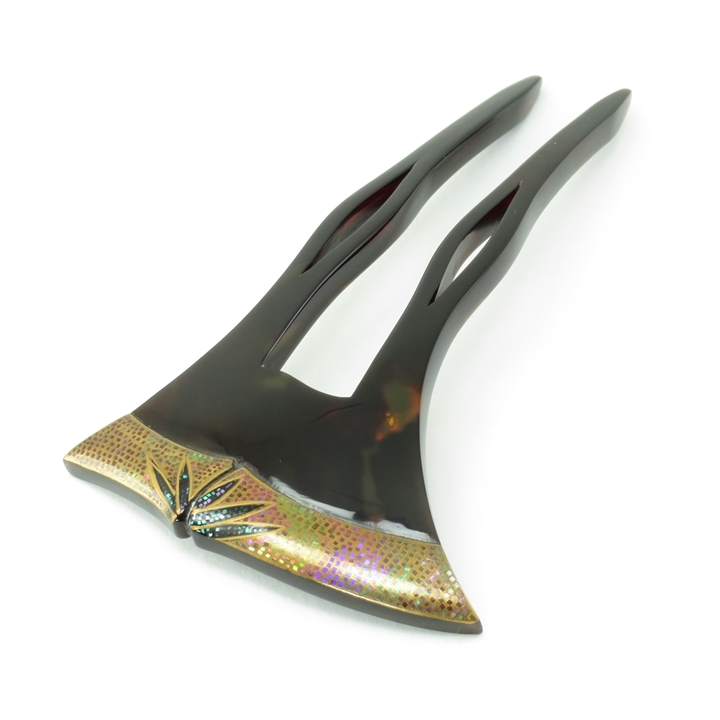 鼈甲 簪 螺鈿蒔絵 吉祥文様(竹) かんざし べっ甲 本鼈甲 髪飾り A78