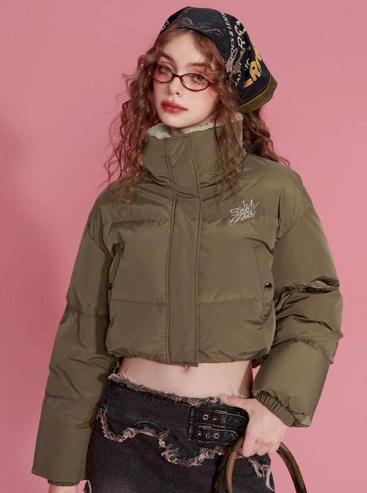 ワンポイントロゴモードY2Kショートダウンジャケット – Belchic