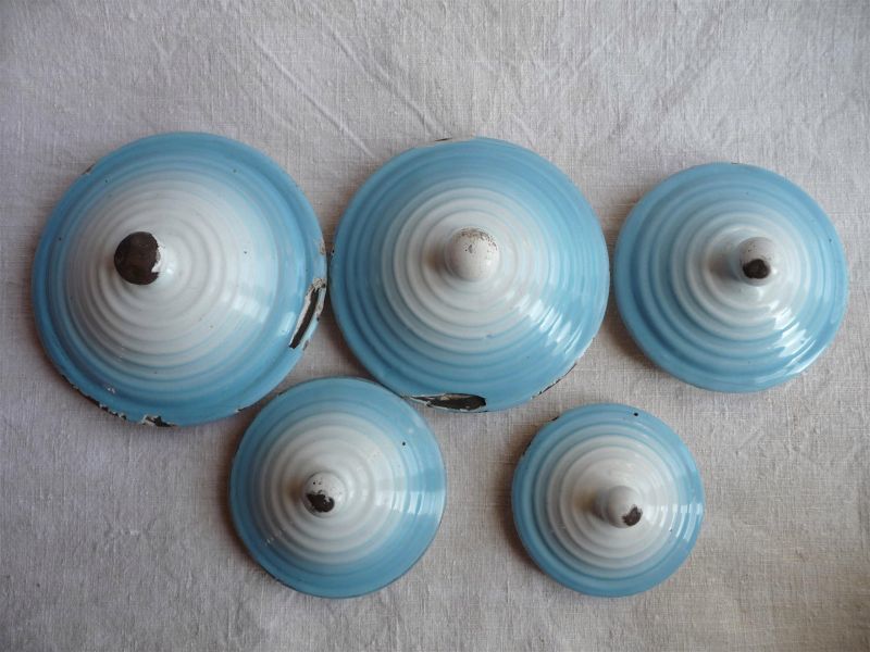 フランスアンティーク BB社 ホーロー キャニスター ポット 5個セット