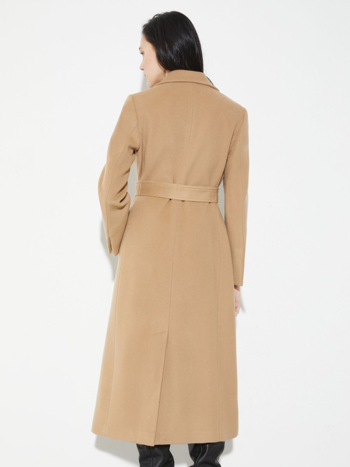 ロングラン] ピュア ウール ベルテッド ロング コート, camel | MAX&Co.