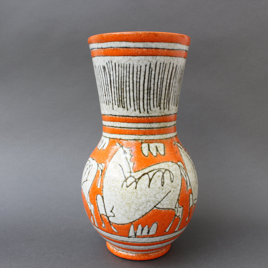 Mid-Century Italian Orange Ceramic Vase by Fratelli Fanciullacci