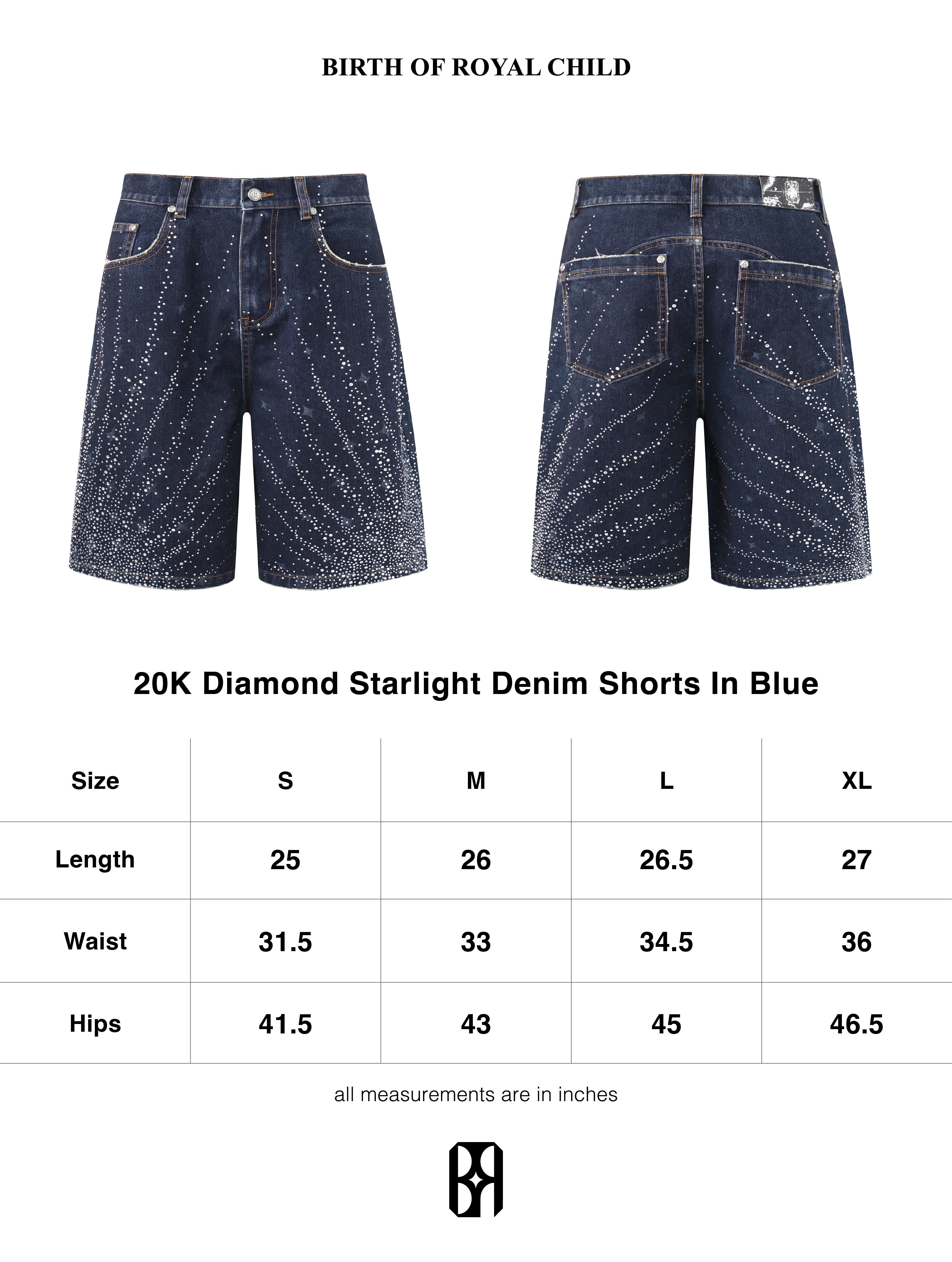 20K Starlight Diamond Shorts Blue – Birth Of Royal Child