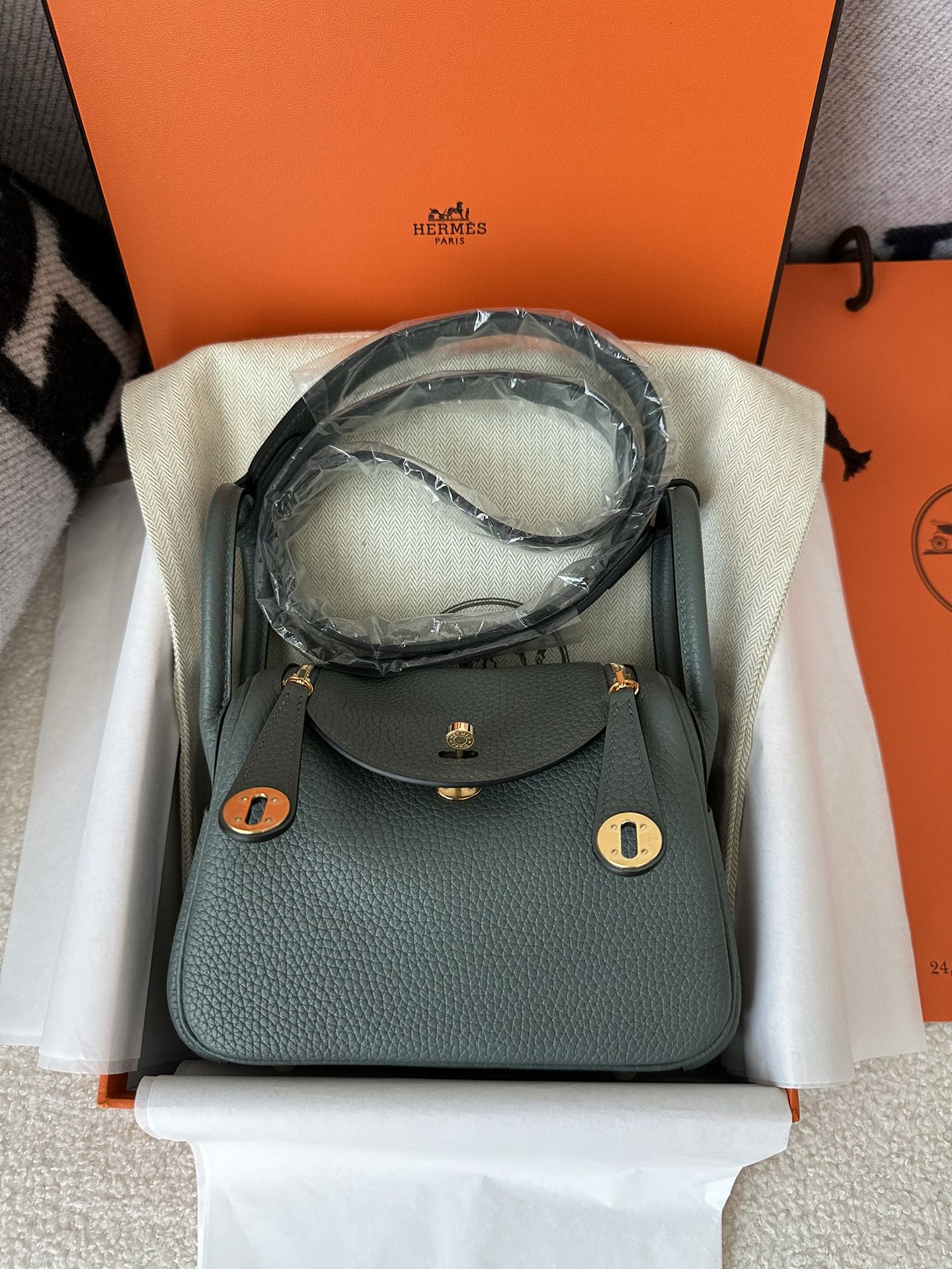 Lindy Mini TC Clemence Calfskin Leather CC63 Vert Amande Almond