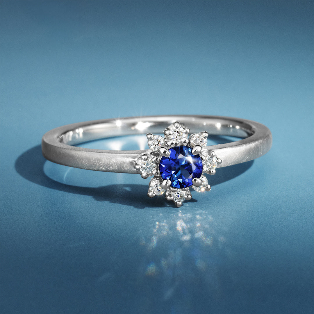 ブルーサファイア K18/PTリング・フルリッテ