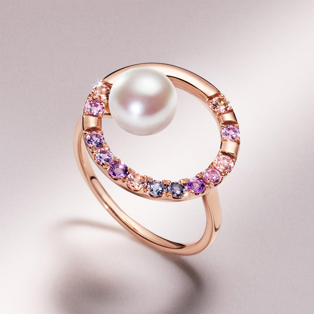 Tales of Her】あこや真珠×マルチカラージュエル K18リング・パル