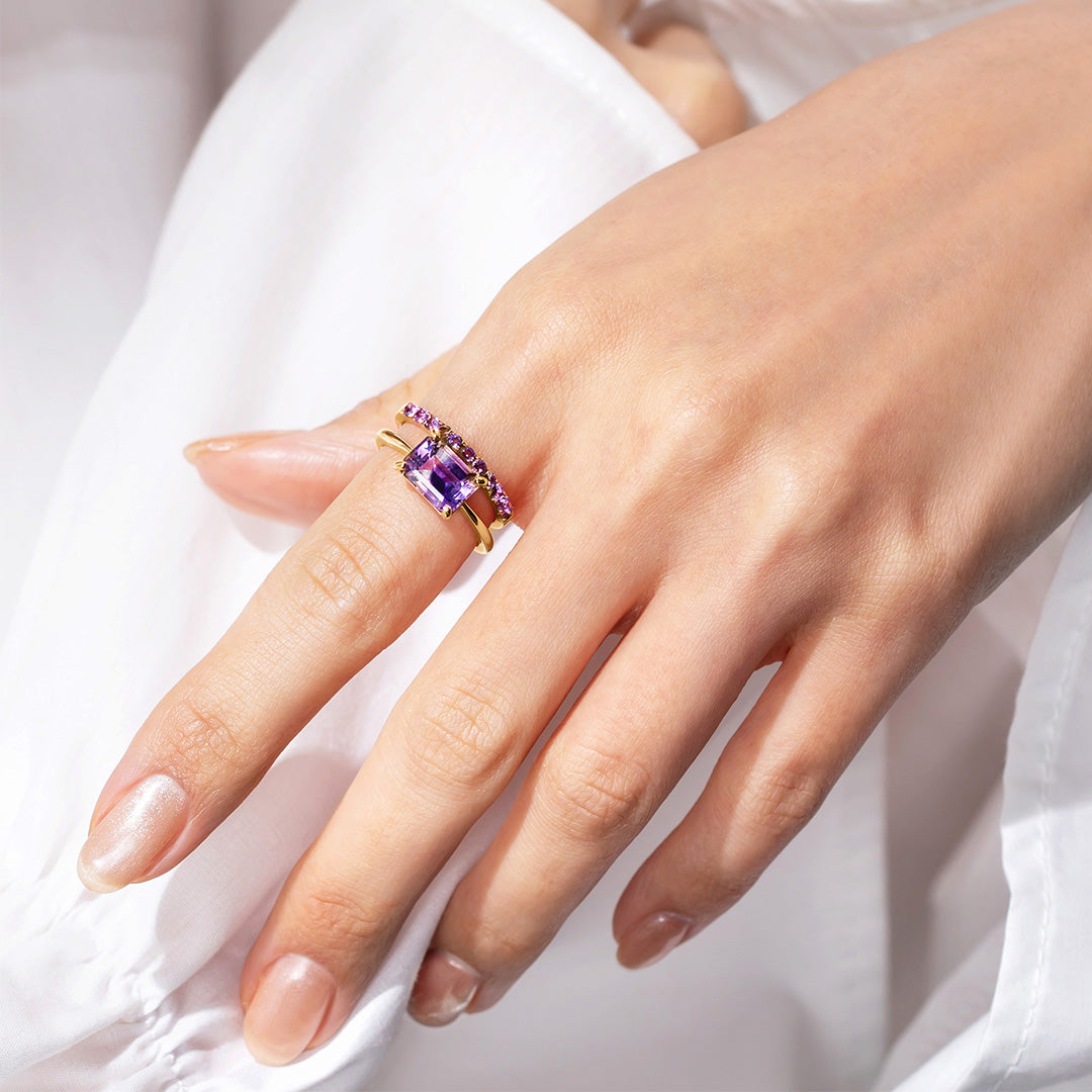 即日発送】ゲーサイトインバイカラーアメジスト K10リング・セラム