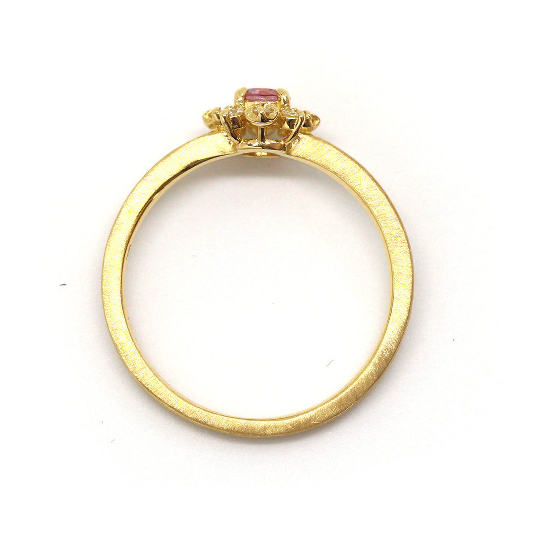 ビズー公式】パパラチア サファイア ダイヤモンド K18(18金) リング