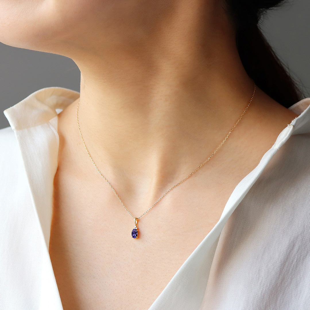 ビズー公式】3月誕生石アイオライト×ダイヤモンドK18/PTペンダント