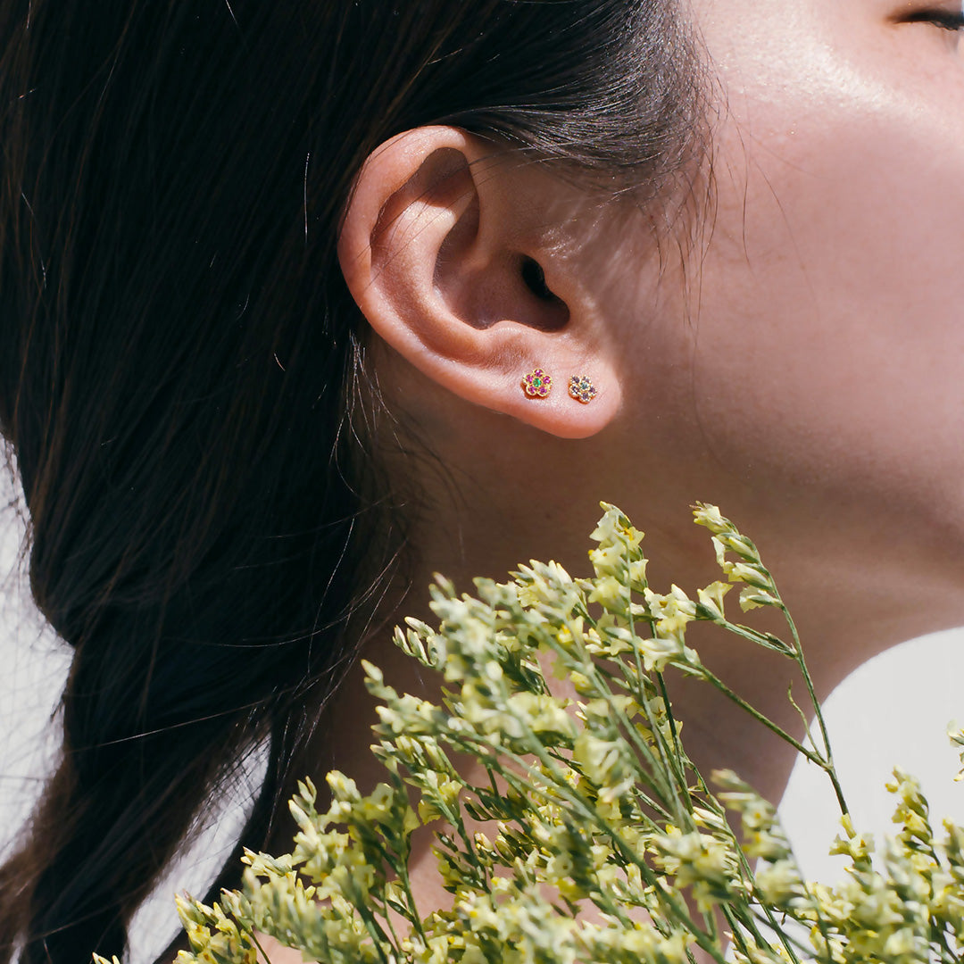 ビズー公式】ピンクサファイア エメラルド K10 K18 ピアス パルテール