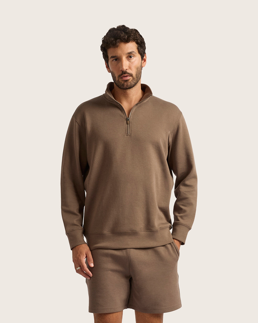Men's Bamboo Quarter Zip Sweater in Oyster – Boody US