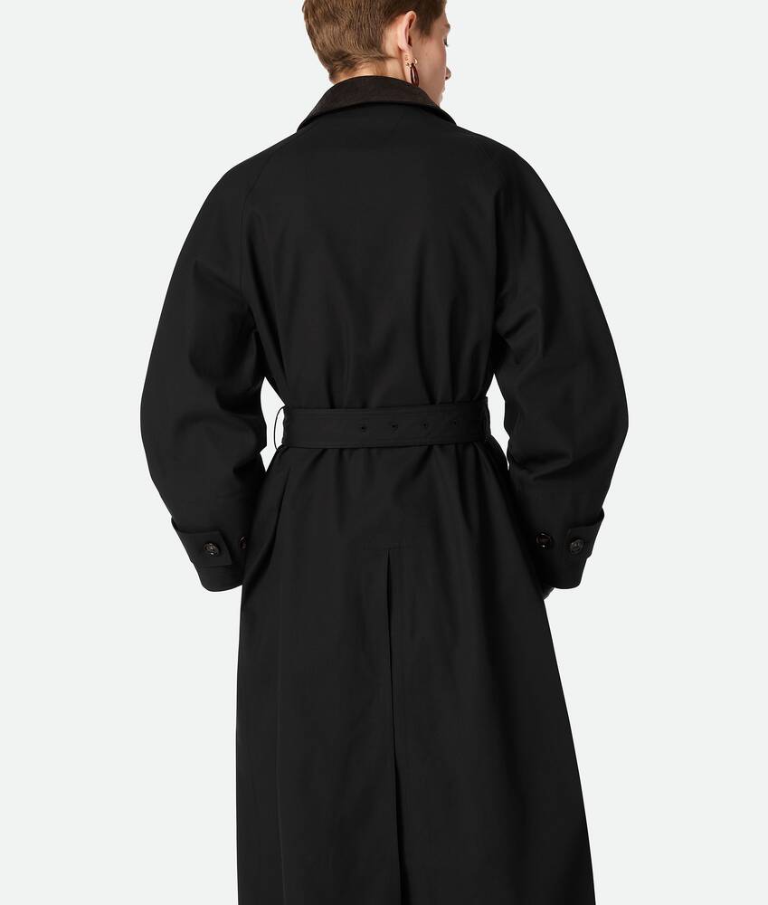 Women's Cotton Trench Coat in Black | Bottega Veneta US
