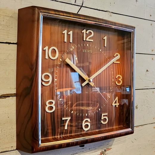 SEIKO 70s ビンテージ ステンレス柱脚 置時計 ミッドセンチュリー 美品