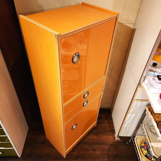 昭和レトロポップ オレンジ色の扉棚付きチェスト - [Sold Out]過去の