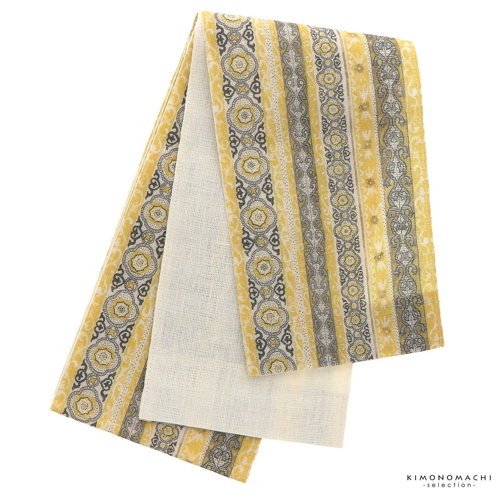 本日特別価格 綿麻しじら織✖︎紗半幅帯ベージュ 本日特別価格 綿麻し