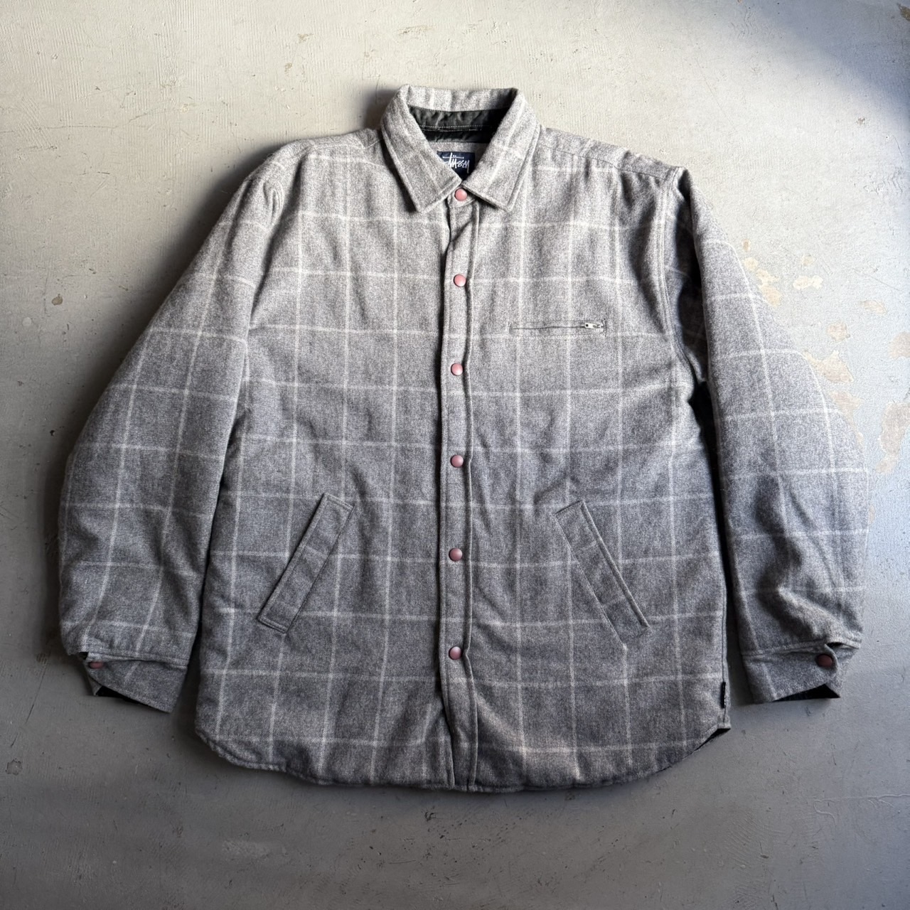 90s Stussy Wool Plaid Jacket - blue room