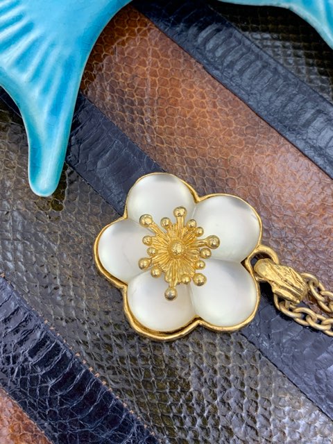 フランス 80s KENZO ケンゾー ネックレス お花 ゴールド 大ぶり