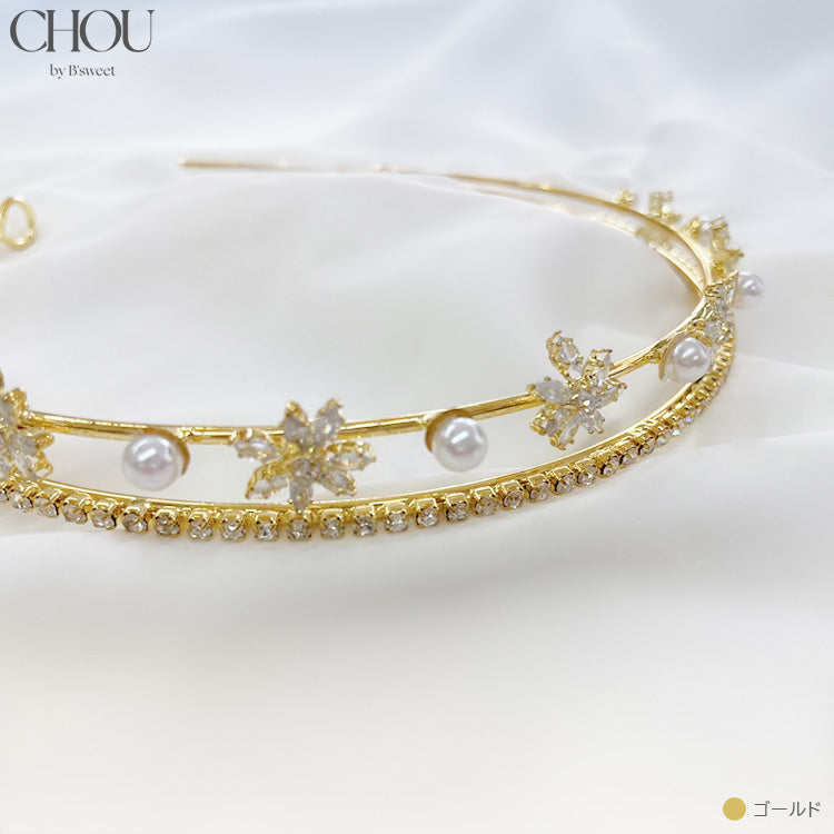 ac273mo】ダブルライン パールビジューカチューシャ – ドレスショップ